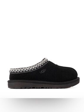 UGG Black Suede Slip-On Clog with Patterned Trim